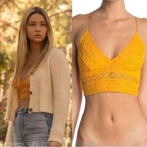 FREE PEOPLE Sarah Cameron- Outer Banks OBX 
Season 2
Yellow Lace Crop Top